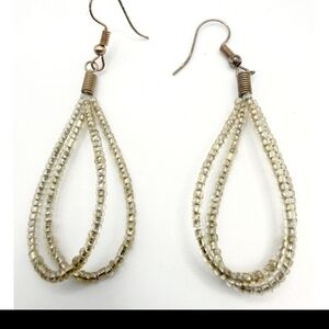 Delicate Ivory Beaded Teardrop Earrings - Women Jewelry